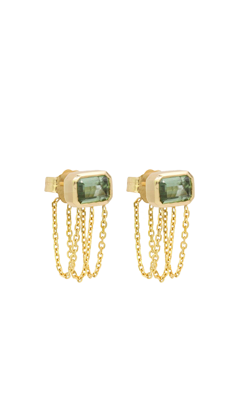 Chain Back Tourmaline Studs