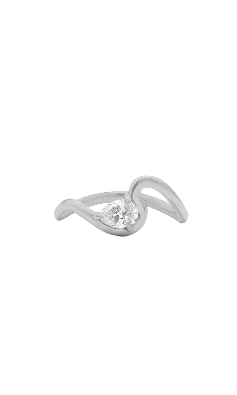 Pear Shaped Diamond Wave Ring