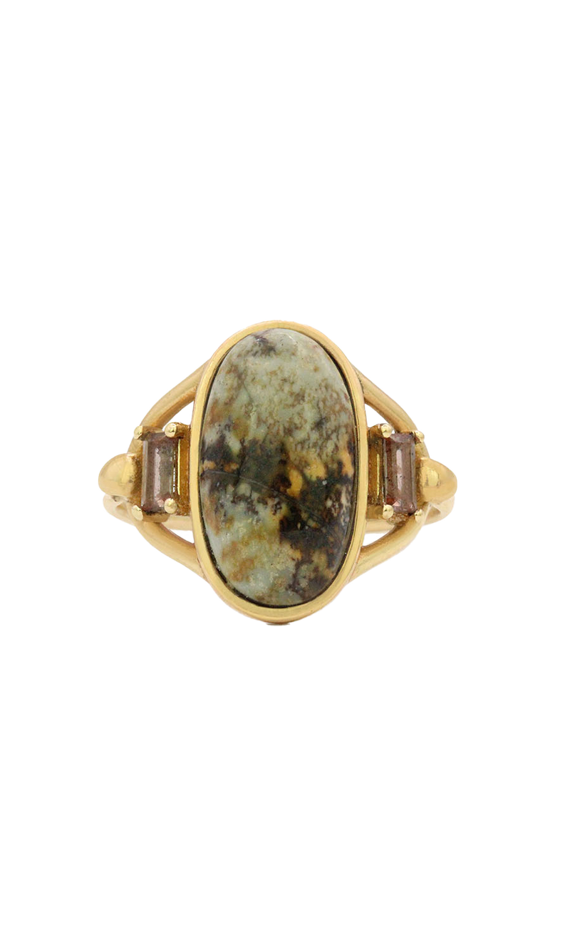 Jasper & Grossular Garnet Ring