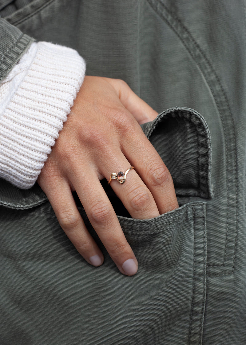 Garnet & Diamond Toi et Moi Ring