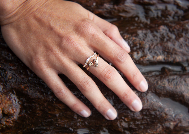 Garnet & Diamond Toi et Moi Ring