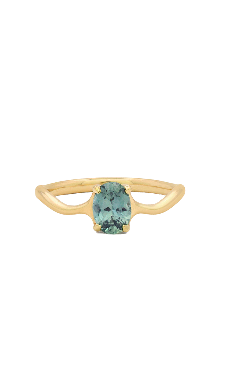 One of a Kind Sinha Setting with Sea Green Kenyan Sapphire