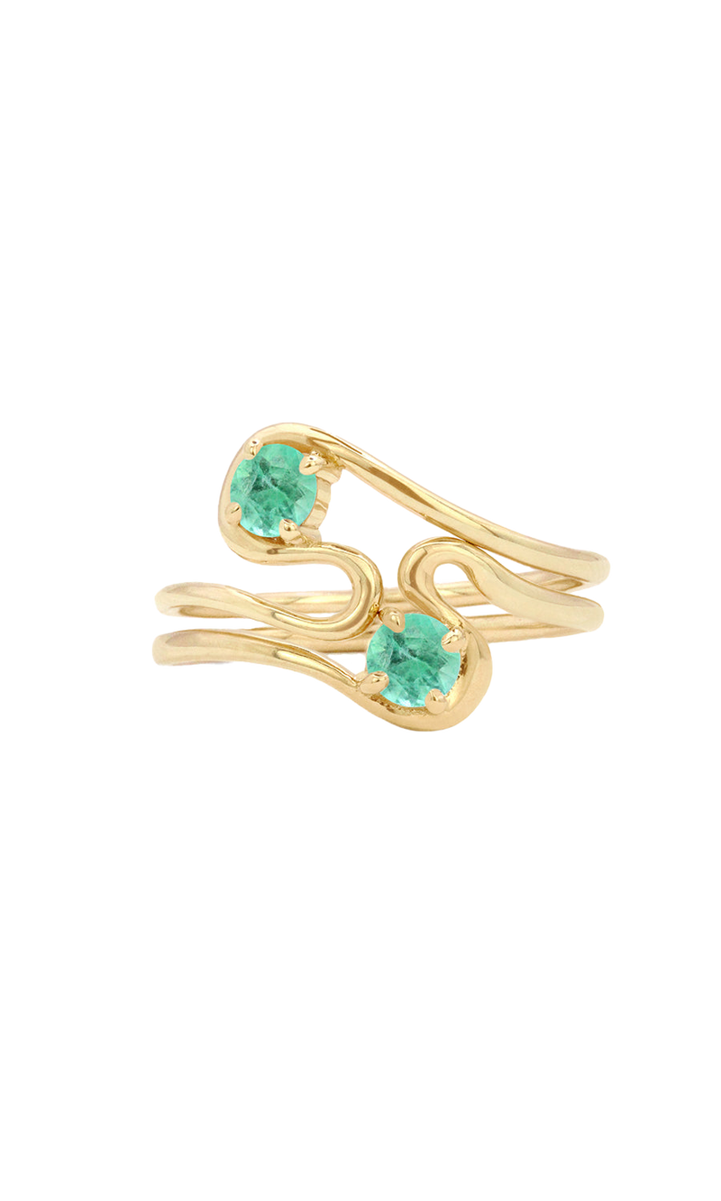 Twin Flame Ring Set with Emeralds