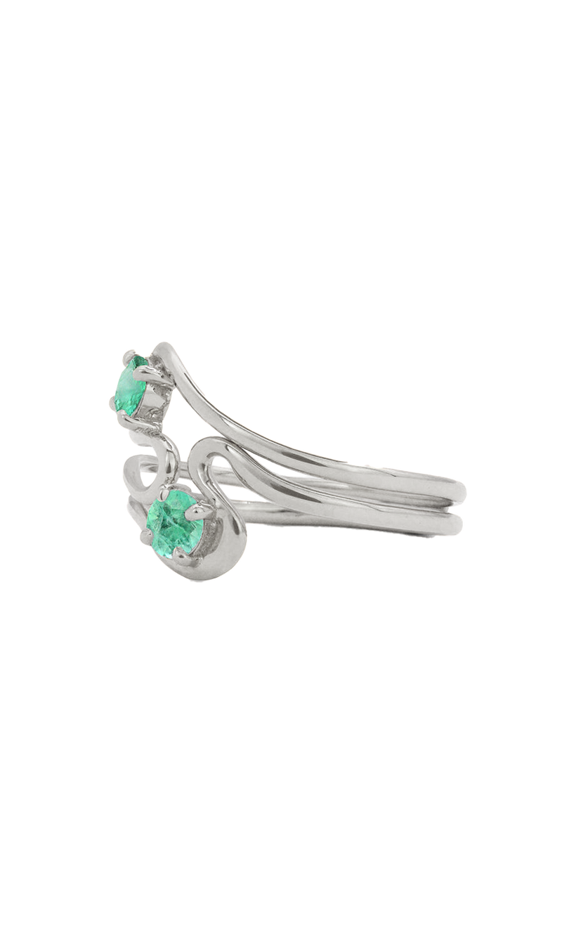 Twin Flame Ring Set with Emeralds