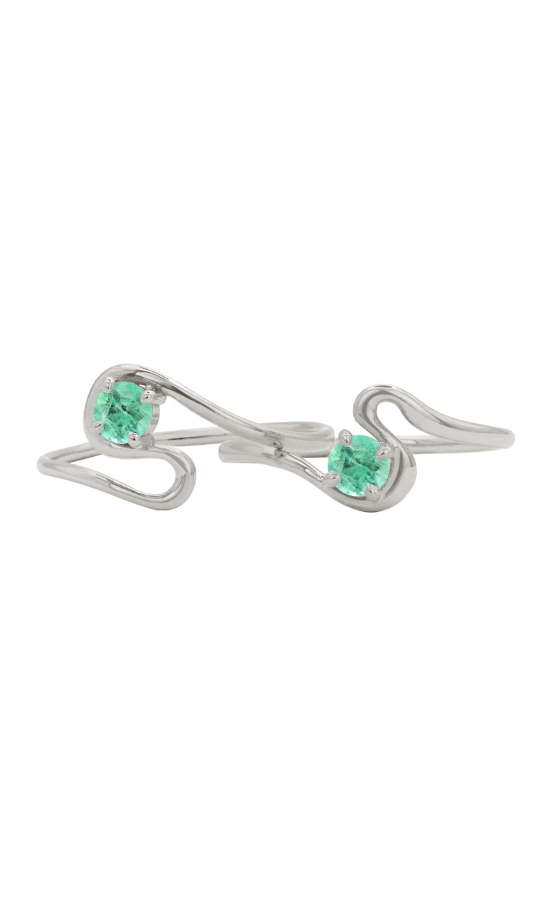 Twin Flame Ring Set with Emeralds