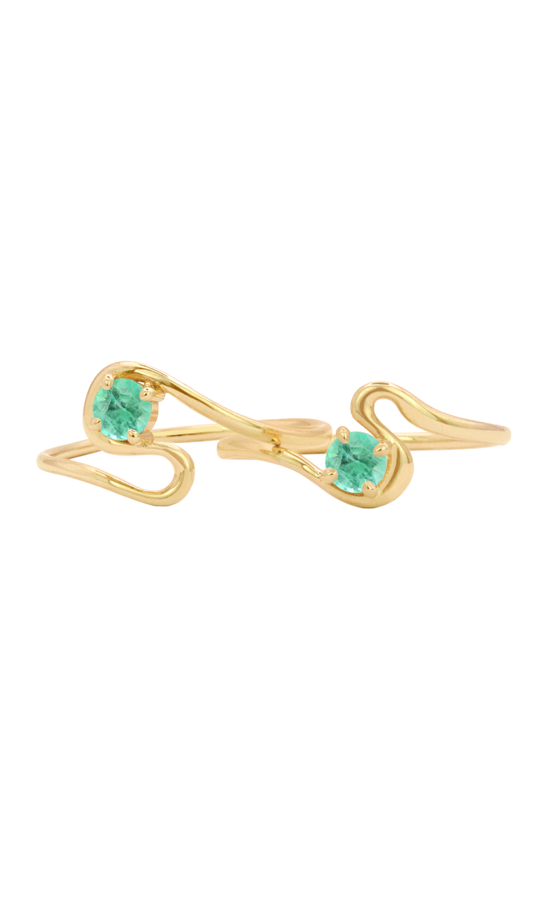 Twin Flame Ring Set with Emeralds