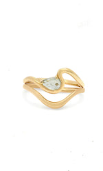Rose Cut Montana Sapphire Ring & Wave Band Set