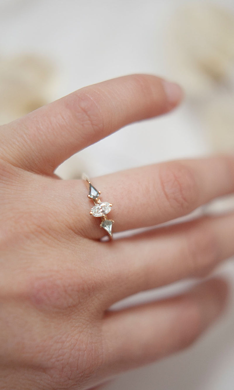 Petite Lady Di Green Sapphire and Diamond Ring