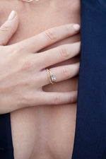 Roebling Ring, with Radiant Cut Light Teal Montana Sapphire