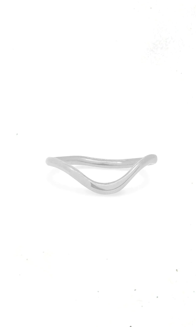 Rose Cut Montana Sapphire Ring & Wave Band Set