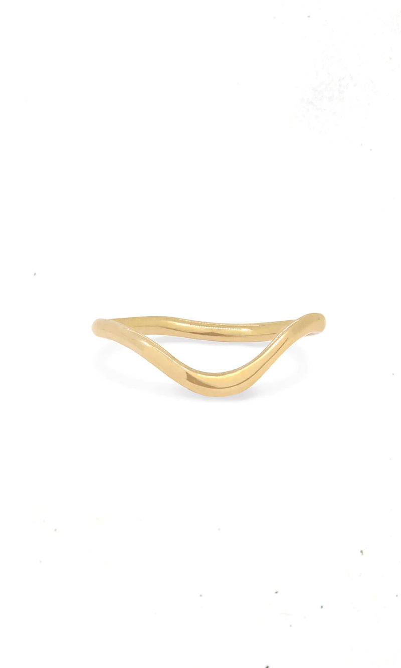 Rose Cut Montana Sapphire Ring & Wave Band Set
