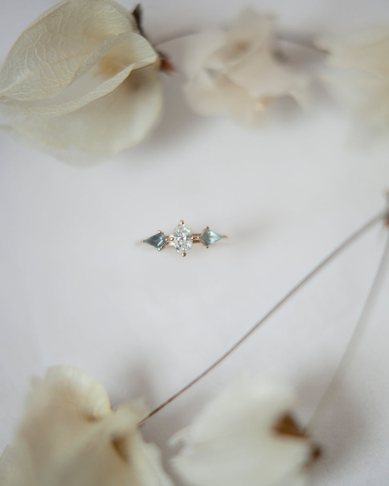 Petite Lady Di Green Sapphire and Diamond Ring